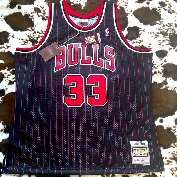 Maillot Chicago Bulls Scottie Pippen Autographié Mitchell & Ness 1995-96 - Taille XL - Authentifié Beckett